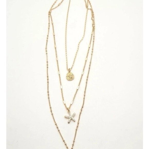 Lilly Pulitzer Goldtone Starfish Blowfish Charm 3 Chain Layered Necklace NEW - Picture 11 of 14